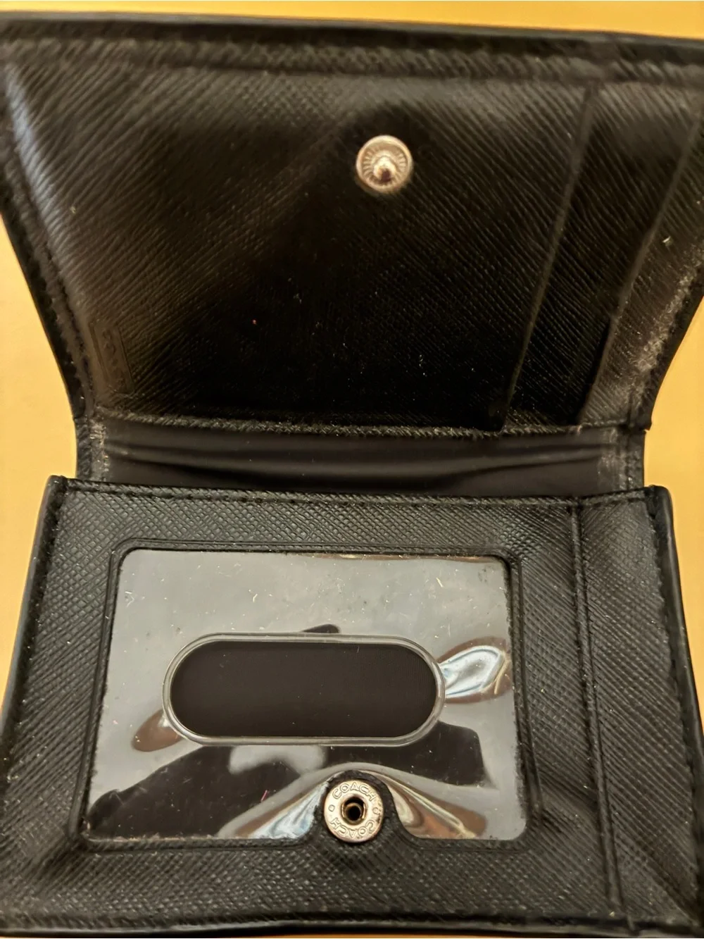COACH Black Leather Toiletry/Accessory Pouch with ID Window